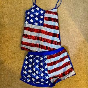 COPY - USA Sequin Two Piece Shorts & Tank Set